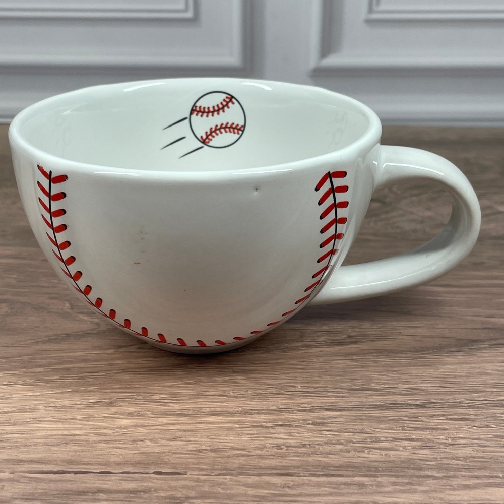 Baseball Stitch Mug White Coffee Cup with Baseball Dishwasher Microwave Safe